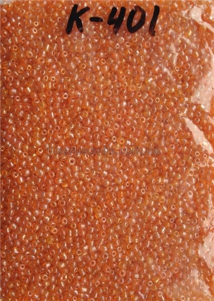 Бісер китайський крупний 25г, помаранчевий, прозорий, 4мм, код K-401. К-401/25 фото