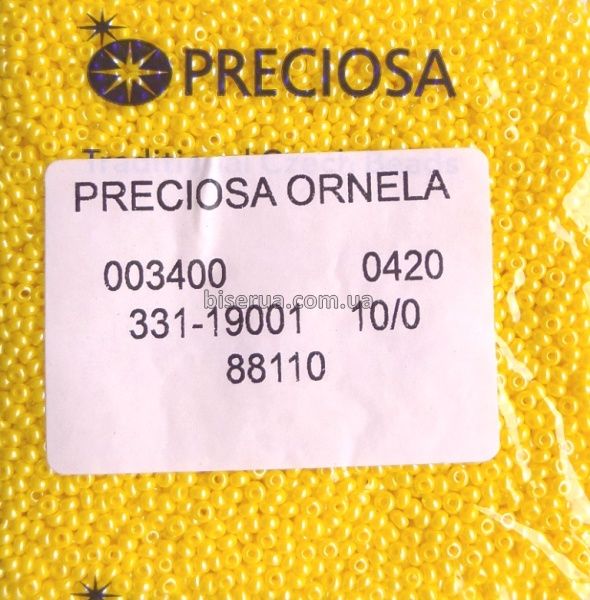 88110 Бісер чеський 25г, "PRECIOSA", №10, жовтий, непрозорий, глянцевий. 88110/25 фото