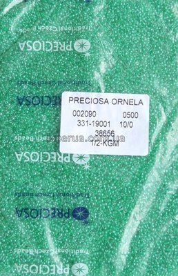 38656 Бісер чеський 50г, "PRECIOSA", №10, салатовий, прозорий, профарбований всередині. 38656 фото