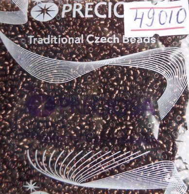 49010 Бісер чеський 25г, "PRECIOSA", №10, темно-коричневий, сіре скло, бронзова серединка, прозорий. 49010/25 фото