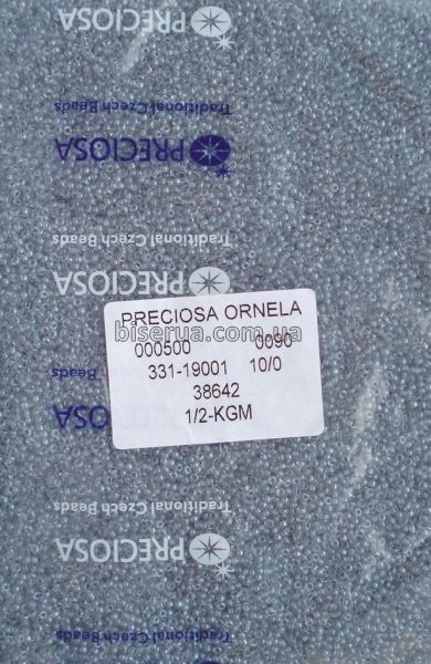 38642 Бісер чеський 50г, "PRECIOSA", №10, сірий, прозорий, профарбований всередині. 38642 фото
