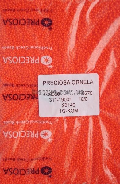 93140 Бисер чешский 50г, "PRECIOSA", №10, оранжевый, непрозрачный. 93140 фото