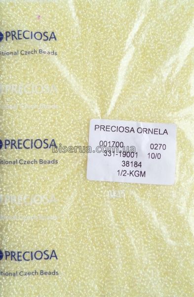 38184 Бісер чеський 50г, "PRECIOSA", №10, світло-жовтий, прозорий, профарбований всередині. 38184 фото