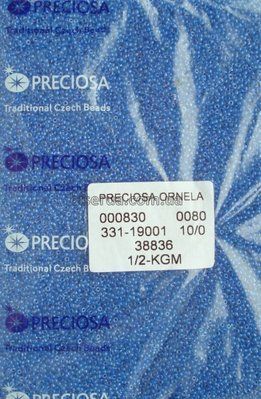 38836 Бісер чеський 50г, "PRECIOSA", №10, темно-волошковий, прозорий, прокрашений всередині. 38836 фото
