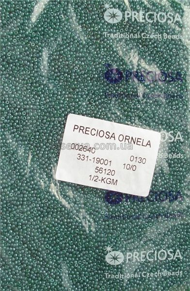 56120 Бисер чешский 25г, "PRECIOSA", №10, зелёный, прозрачный, глянцевый. 56120/25 фото