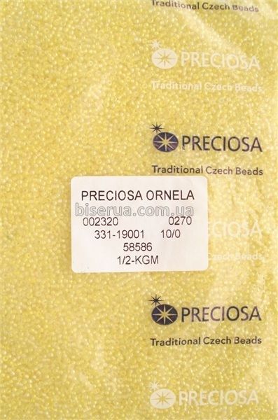 58586 Бисер чешский 25г, "PRECIOSA", №10, нежно-жёлтый, прозрачный, окрашенный внутри, радужный. 58586/25 фото
