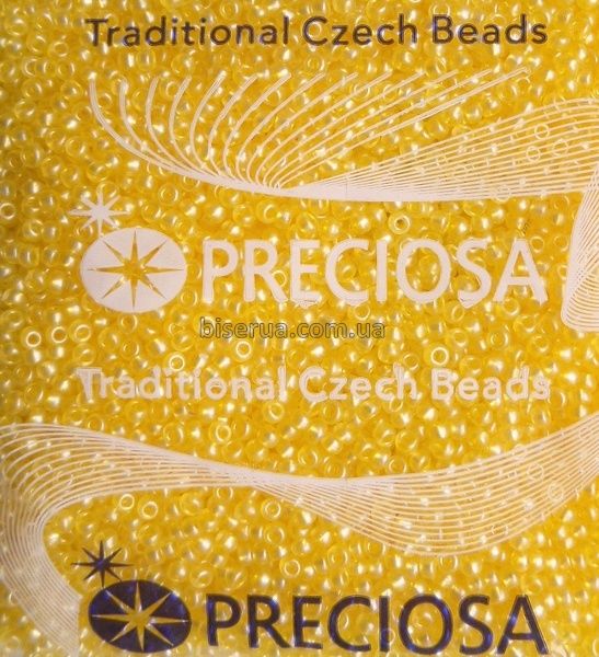 08386 Бисер чешский 50г, "PRECIOSA" №10, прозрачный, перламутровый, окрашенный внутри, жёлтый. 08386 фото