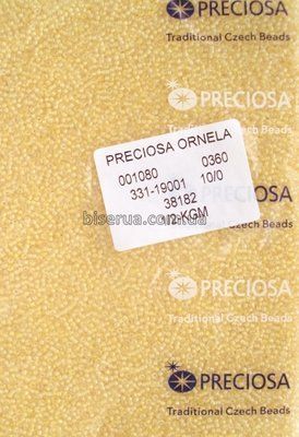 38182 Бісер чеський 50г, "PRECIOSA", №10, світло-жовтий, прозорий, профарбований всередині. 38182 фото
