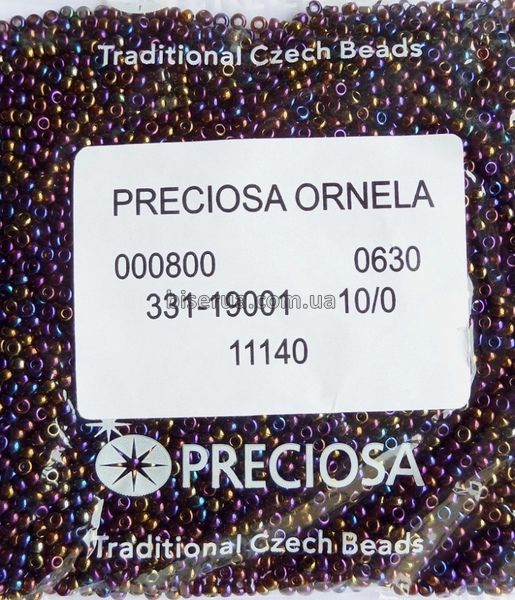 11140 Бісер чеський 25г, "PRECIOSA", №10, янтарно-бузковий, прозорий, бензиновий-металик. 11140/25 фото