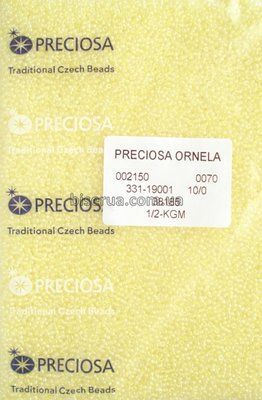 38185 Бісер чеський 25г, "PRECIOSA", №10, ніжно-жовтий, прозорий, профарбований всередині. 38185/25 фото