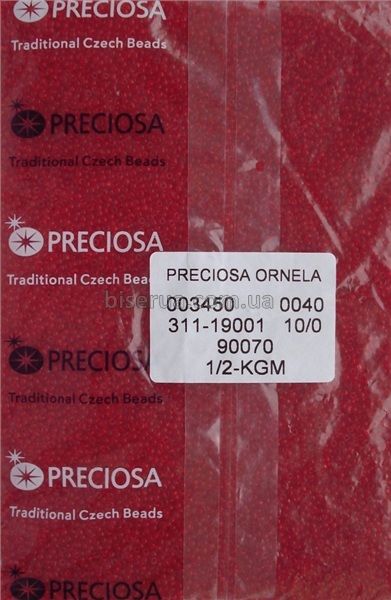 90070к Бисер чешский 50г, "PRECIOSA," №10, прозрачный, с квадратным отверстием, красный. 90070к фото