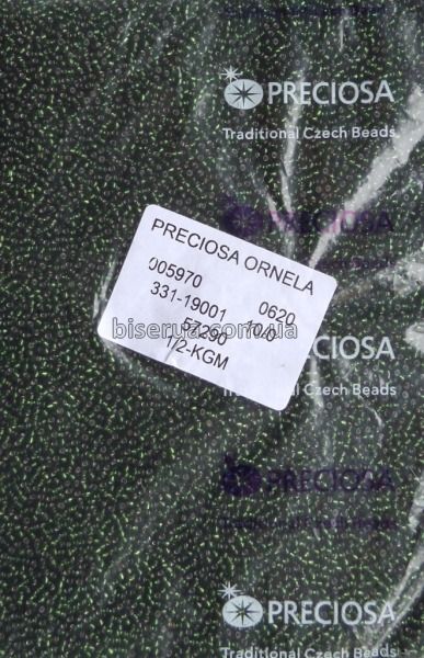 57290 Бісер чеський 25г, "PRECIOSA", №10, темно-оливковий, прозорий зі сріблястою серединкою. 57290/25 фото