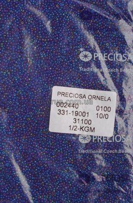 31100 Бісер чеський 50г, "PRECIOSA", №10, темно-бузковий, прозорий, бензиновий. 31100 фото