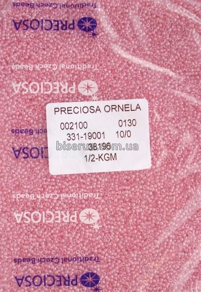 38196 Бісер чеський 50г, "PRECIOSA", №10, рожевий, прозорий, профарбований всередині. 38196 фото