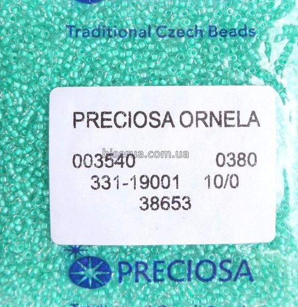 38653 Бисер чешский 50г, "PRECIOSA", №10, светло-лазурный, прозрачный, окрашенный внутри. 38653 фото