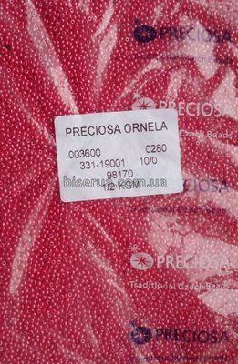 98170 Бісер чеський 50г, "PRECIOSA", №10, малиновий, непрозорий, глянцевий. 98170 фото