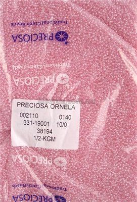 38194 Бісер чеський 50г, "PRECIOSA", №10, бежево-рожевий, прозорий, профарбований всередині. 38194 фото