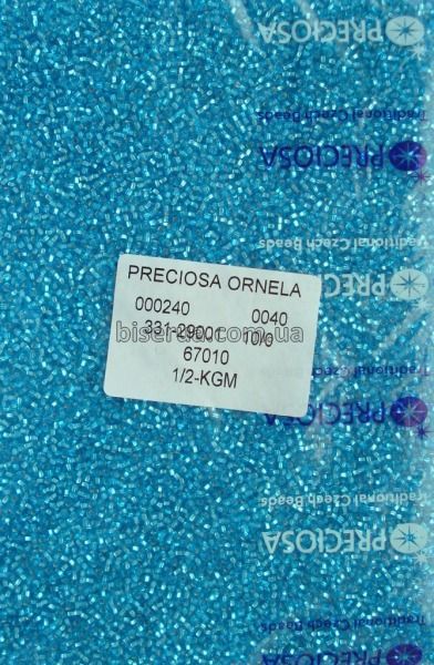 67010 Бисер чешский 50г, "PRECIOSA" №10, прозрачный с серебряным отверстием, голубой лазурный. 67010 фото