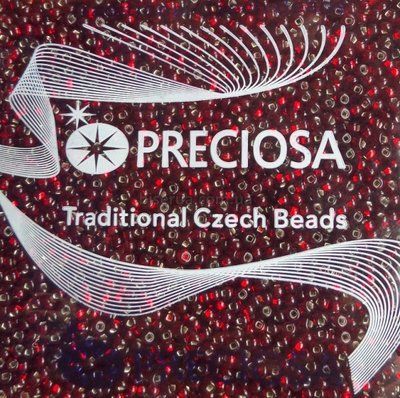 97120 Бісер чеський 25г, "PRECIOSA" №10, прозорий зі сріблястою серединкою, вишневий. 97120/25 фото