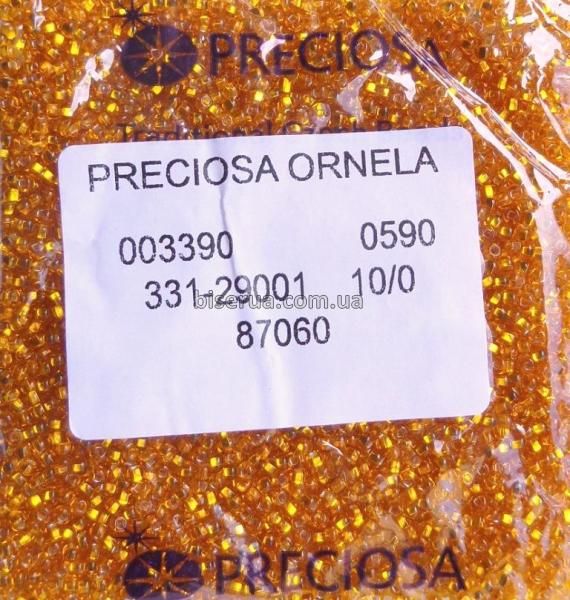 87060 Бисер чешский 25г, "PRECIOSA", №10, оранжевый, прозрачный с серебряным отверстием. 87060/25 фото