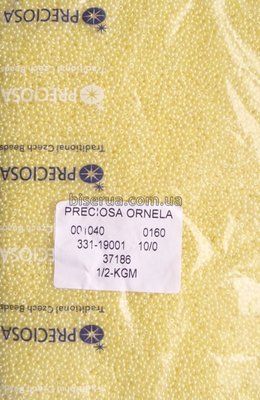 37186 Бісер чеський 25г, "PRECIOSA", №10, світло-жовтий, непрозорий, перлинний. 37186/25 фото