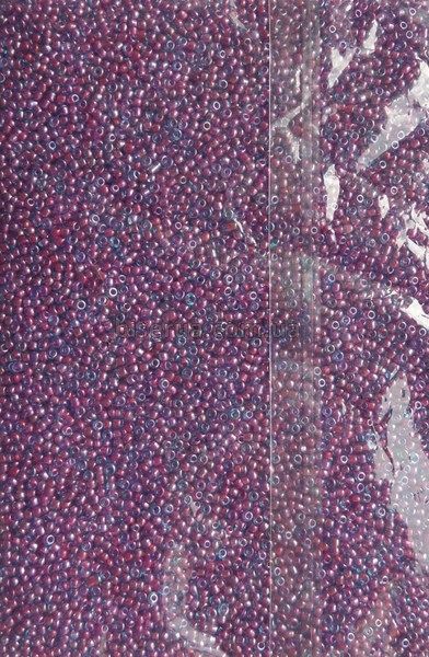 Бісер китайський дрібний 25г, двукольоровий, темно-фіолетовий, скло блакитне, профарбовано всередині рожевим, прозорий, 1,5-2мм, код M-810B. М-810В/25 фото