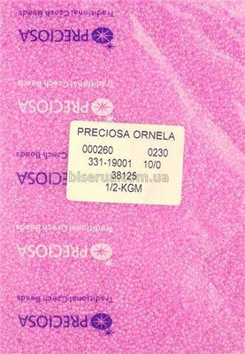 38125 Бісер чеський 50г, "PRECIOSA", №10, рожево-фіолетовий, прозорий, профарбований всередині. 38125 фото