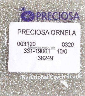 38249 Бісер чеський 25г, "PRECIOSA", №10, світло-сірий, прозорий, профарбований всередині. 38249/25 фото