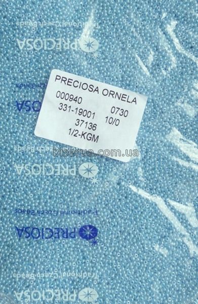 37136 Бісер чеський 25г, "PRECIOSA", №10, світло-блакитний, непрозорий, перлинний. 37136/25 фото