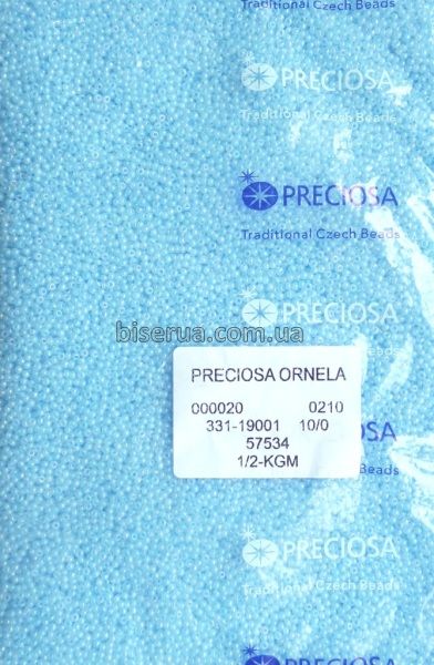 57534 Бисер чешский 50г, "PRECIOSA", №10, голубой, полупрозрачный, радужный. 57534 фото
