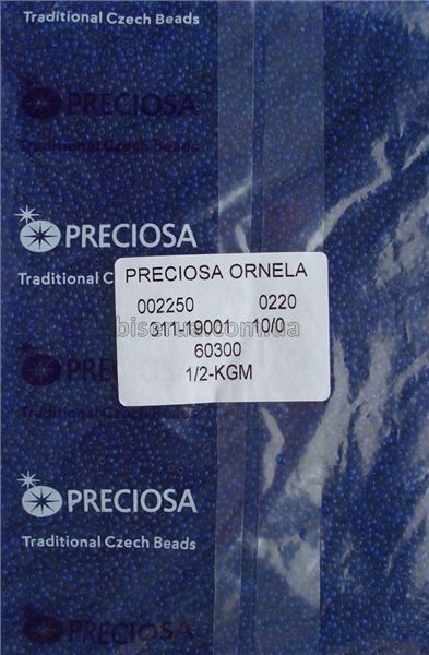 60300 Бісер чеський 25г, "PRECIOSA" №10, прозорий, темно-синій. 60300/25 фото