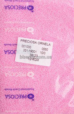 38123 Бісер чеський 25г, "PRECIOSA", №10, рожевий, прозорий, профарбований всередині. 38123/25 фото