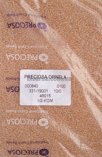 48015 Бисер чешский 50г, "PRECIOSA", №10, светло-карамельный, прозрачный, глянцевый. 48015 фото