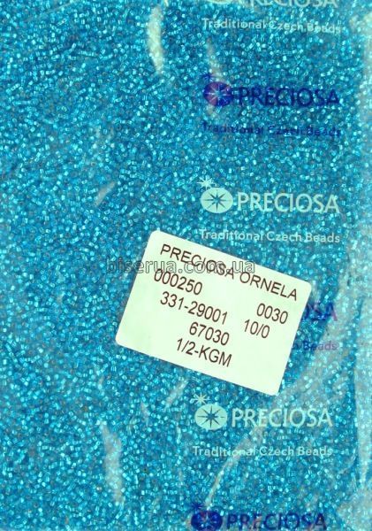67030к Бисер чешский 50г, "PRECIOSA" №10, голубой, прозрачный с серебряным квадраным отверстием. 67030к фото