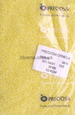 38186 Бісер чеський 25г, "PRECIOSA", №10, жовтий, прозорий, профарбований всередині. 38186/25 фото