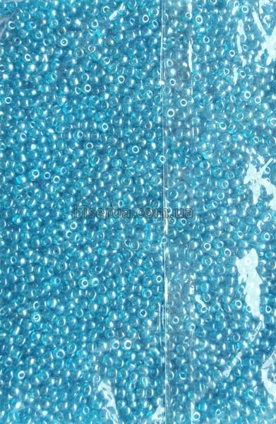Бісер китайський крупний 25г, блакитний, прозорий, глянцевий, 4мм, код K-733. К-733/25 фото