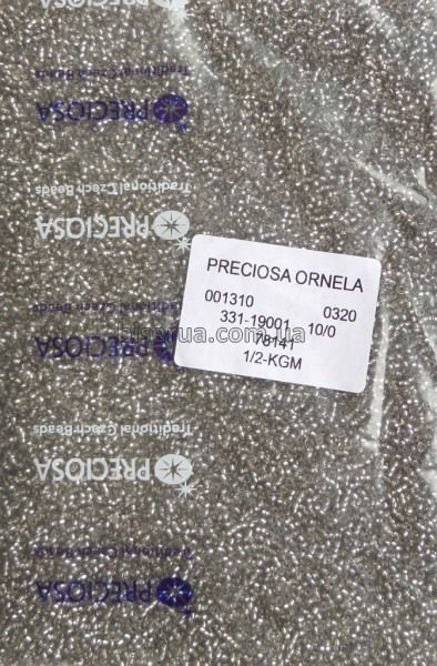 78141к Бисер чешский 50г, "PRECIOSA" №10, серый, прозрачный с серебряным квадратным отверстием. 78141к фото