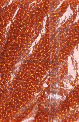 Бісер китайський крупний 25г, помараневий, "вогник" прозорий зі сріблястою серединкою, 4мм, код K-415. К-415/25 фото