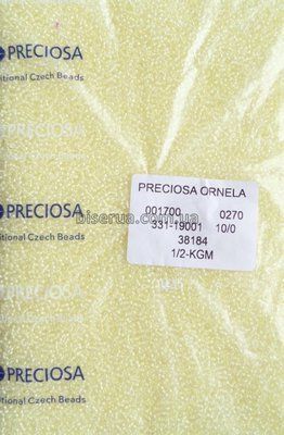 38184 Бісер чеський 25г, "PRECIOSA", №10, світло-жовтий, прозорий, профарбований всередині. 38184/25 фото