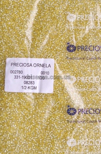 08283 Бісер чеський 25г, "PRECIOSA", №10, світло-жовтий, прозорий зі сріблястою серединкою. 08283/25 фото