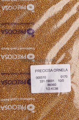 86060 Бісер чеський 25г, "PRECIOSA", №10, помаранчево-янтарний, прозорий, глянцевий. 86060/25 фото