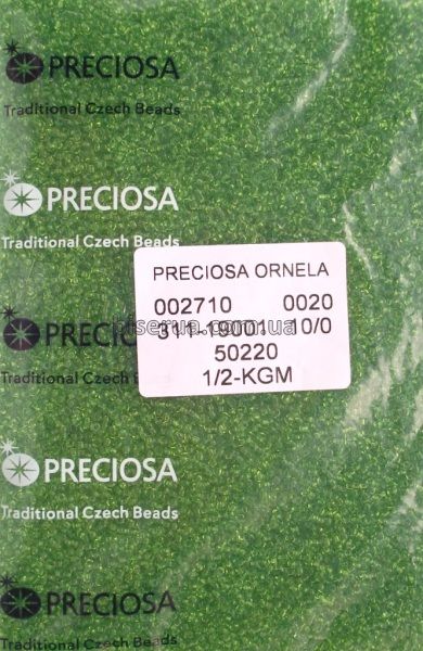 50220 Бисер чешский 50г, "PRECIOSA", №10, прозрачный, салатовый. 50220 фото