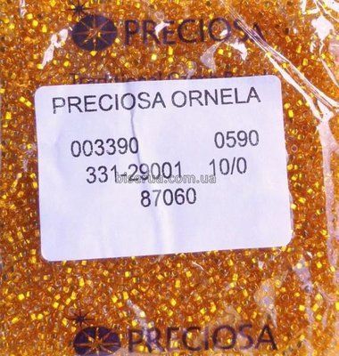 87060 Бісер чеський 50г, "PRECIOSA", №10, помаранчевий, прозорий зі сріблястою серединкою. 87060 фото