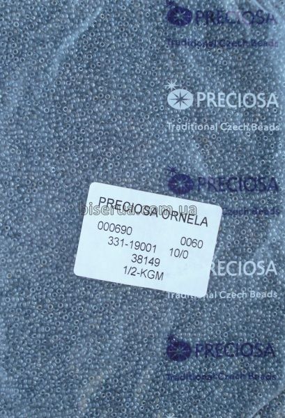 38149 Бисер чешский 50г, "PRECIOSA", №10, серый, прозрачный, окрашенный внутри. 38149 фото