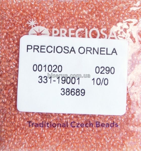 38689 Бисер чешский 50г, "PRECIOSA", №10, бежево-персиковый, прозрачный, окрашенный внутри. 38689 фото