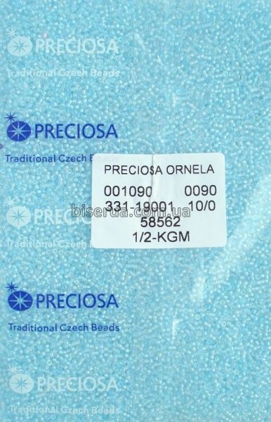 58562 Бісер чеський 25г, "PRECIOSA", №10, ніжно-блакитний, прозорий, профарбований всередині, райдужний. 58562/25 фото