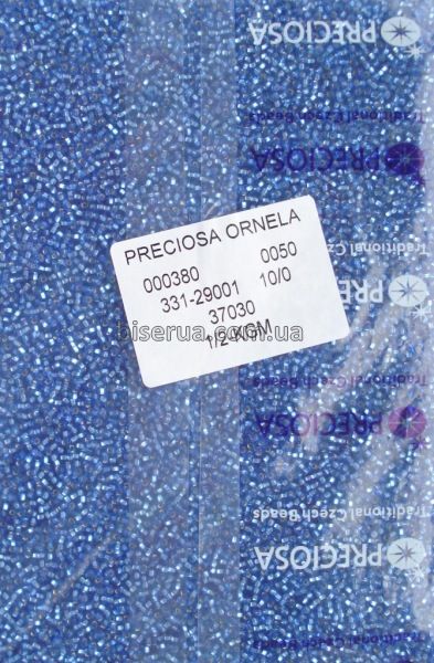 37030к Бисер чешский 25г, "PRECIOSA" №10, прозрачный с серебряным квадратным отверстием, сиренево-синий. 37030к/25 фото