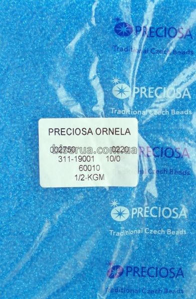 60010к Бисер чешский 50г, "PRECIOSA", №10, голубой, прозрачный,с квадратным отверстием. 60010к фото