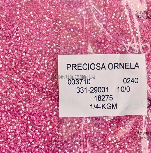 18275 Бісер чеський 50г, "PRECIOSA", №10, коралово-рожевий, прозорий з срібною серединкою. 18275 фото