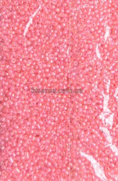 Бісер китайський крупний 25г, світло-рожевий, прозорий, профарбований всередині, 4мм, код K-322. К-322/25 фото
